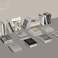 Stacked Books And Magazines With Various Sizes In Minimalist Neutral Setting