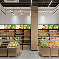 Modern Supermarket Department Store with Organized Shelves Fresh Produce and Diverse Daily Products