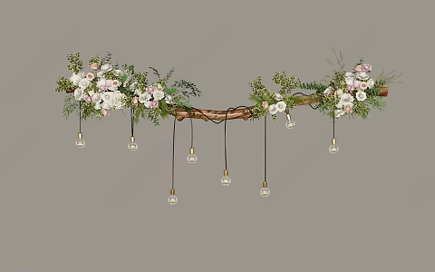 Plant flower dry branch chandelier 3d model