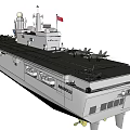 Military Aircraft Carrier Warship With Flight Deck Parked Aircraft Superstructure And Red Flag