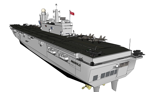 modern warship ship military warship aircraft carrier 3d model