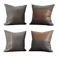 Modern Gray Brown Accent Pillows With Patchwork Texture And Soft Fabric 3d model