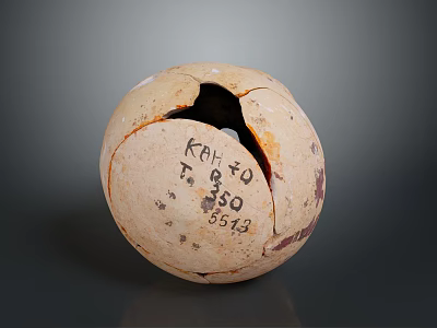 Vintage Spherical Equipment Part With Cracked Surface And Engraved Serial Numbers 3d model