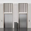 Modern Elevator Design Featuring Double Metal Doors And Decorative Striped Panels 3d model