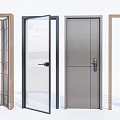Stylish Swing Doors Featuring Glass Panels Wooden Frames And Grid Patterns 3d model