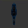 Detailed Blue Futuristic Cosmic Spaceship 3D Model Design Concept