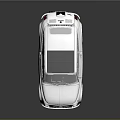 Vintage Silver Classic Car With Red Stripe And Dark Roof On Reflective Surface