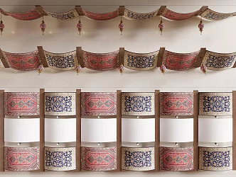 Curtain Ceiling Fabric Ceiling Ethnic Wind Ceiling 3d model