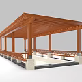 Modern Landscape Pavilion with Wooden Structure Dark Roof Circular Design and Benches