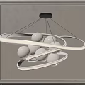 Modern Circular Ring Chandelier With LED Light Strips And White Spherical Balls 3d model