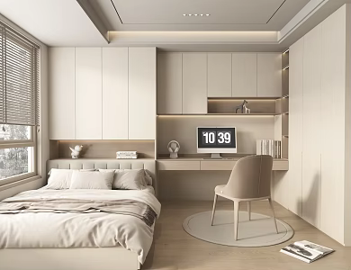 Modern Tatami Bedroom Cream Tatami Bedroom 3d model