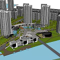 Modern Waterfront Residential Complex With High Rise Buildings And Green Spaces