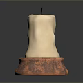 White Unlit Candle With Shiny Copper Base And Black Wick On Dark Surface