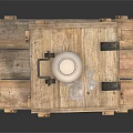 Vintage Wooden Crates Stacked Together On White Background With Rustic Wood Texture
