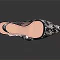Elegant High Heels Featuring Patterned Fabric Pointed Toe Slim Heel And Pink Insole 3d model