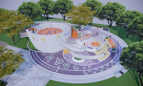 Modern Children's Play Area Fun Sinking Children's Park 3d model