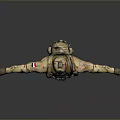 Military Tactical Figure In Camouflage Uniform With Helmet And Arms Outstretched