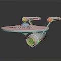 Detailed Starship Model NCC 1701 With White Hull And Yellow Engine Parts
