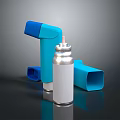 Portable Medical Electronic Inhaler Device with Blue Casing and Silver Canister