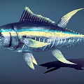 Vibrant Blue And Silver Tuna Fish With Yellow Fins And Large Eyes In Marine Habitat