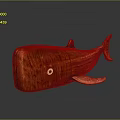 Realistic Wooden Whale Model Featuring Polished Surface And Natural Wood Texture