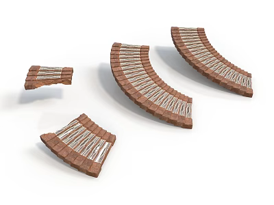Building Curved Brick Architectural Decorative Elements With White Inlay Details 3d model