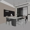 Modern Open Concept Restaurant Kitchen Interior With Island Counter And Pendant Lights