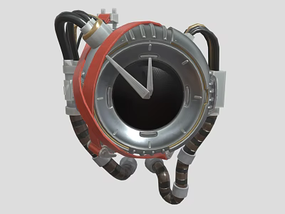 Smart Machine Mechanical Clock Design With Red Silver Structure Black Dial And Connected Tubes 3d model