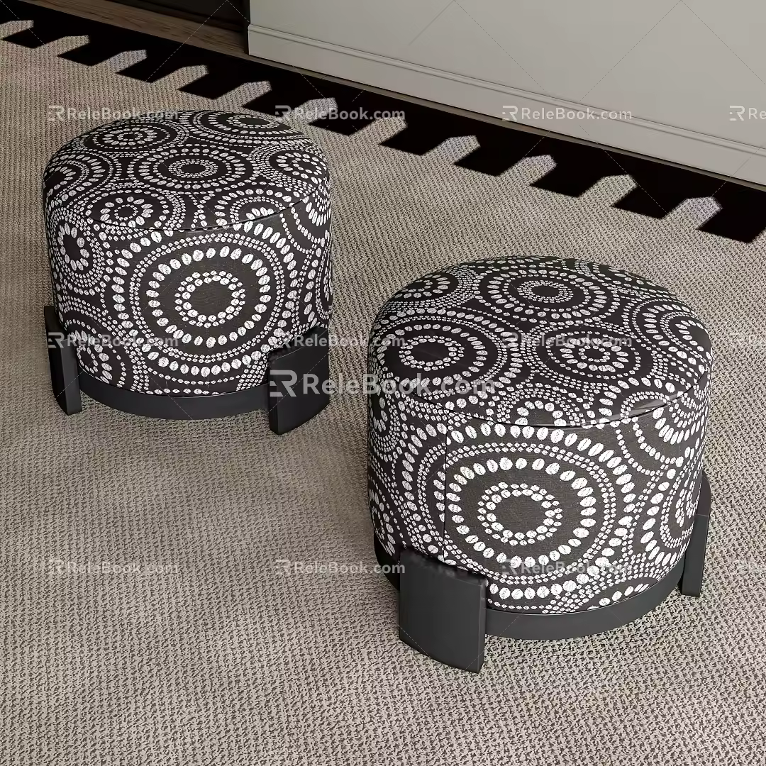 Middle Style Round Stool 3d model