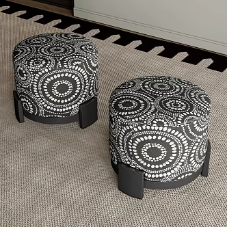 Middle Style Round Stool 3d model
