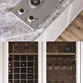 Modern Kitchen Interior With White Cabinets Island Marble Countertop Wine Racks And Appliances