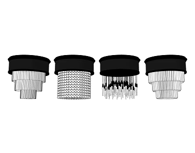 Modern Crystal Chandeliers With Black Base And Silver Crystal Decorative Styles 3d model