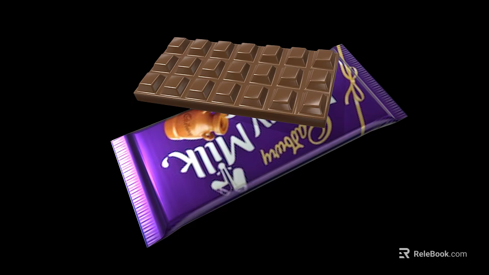 Creamy Milk Chocolate Bar In Purple Packaging With Smooth Taste 3d model 