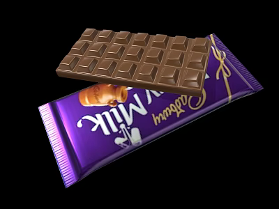 Creamy Milk Chocolate Bar In Purple Packaging With Smooth Taste 3d model