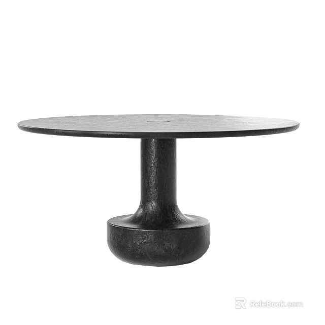 Black Round Dining Table With Pedestal Base And Minimalist Design For Modern Interior 3d model 