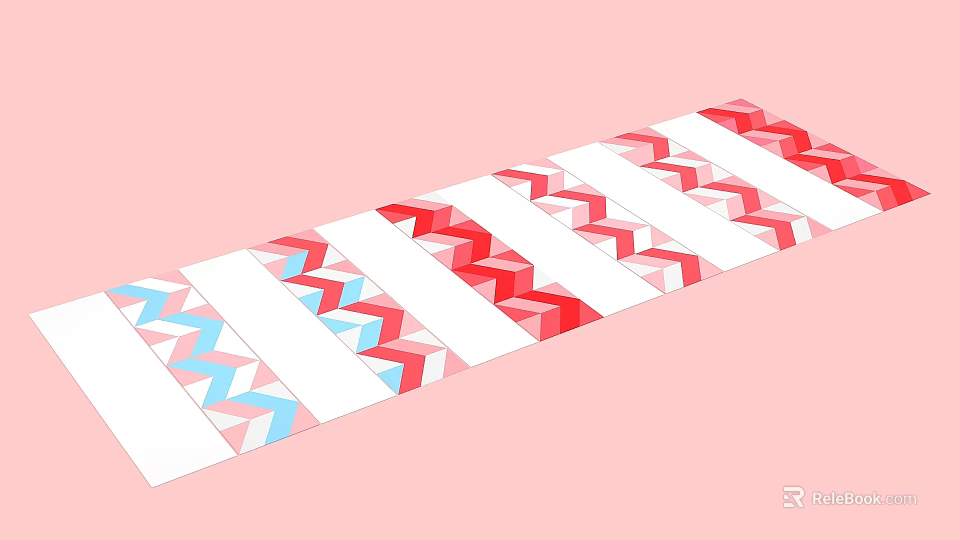 Pink Background Geometric Design With Red Blue White Chevron Pattern Stripes 3d model 