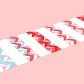 Pink Background Geometric Design With Red Blue White Chevron Pattern Stripes