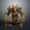 Mythical Tree Creature With Root Like Body Glowing Green Elements And Claws