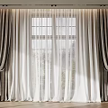 Elegant Curtain Design With Double Layer Sheer Panels And Large Window
