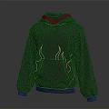 Gray Hoodie With Red Flame Design On Sleeves And Front Pocket