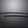 Traditional Japanese Katana Sword With Black Scabbard And Red Handle Ornament