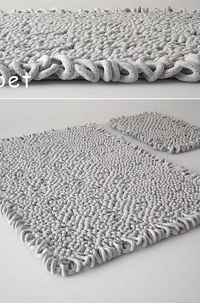 Gray Knitted Square Carpet with Curled Edges for Home Living Room Decor 3d model Gray Knitted Square Carpet with Curled Edges for Home Living Room Decor 3d model