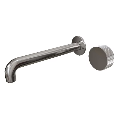 Modern Stainless Steel Faucet With Long Spout And Round Control Knob 3d model
