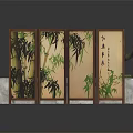Traditional Garden Feature With Square Stone Pool Bamboo Screen And Fountain Spout