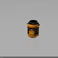 Artistic Black and Orange Furniture Jar With Hand Painted Figural Floral Patterns