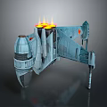Futuristic Sci-Fi Spaceship With Flaming Engines And Metallic Structure Design