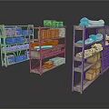 Industrial Metal Storage Shelves With Stacked Boxes Books And Packages