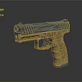 Modern Blue And Yellow Handgun Weapon With Textured Grip And Tactical Design 3d model