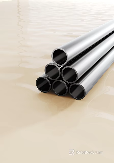 Stainless Steel Metal Pipes Stacked As Hardware Tools For Construction 3d model 