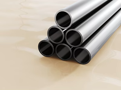 Stainless Steel Metal Pipes Stacked As Hardware Tools For Construction 3d model